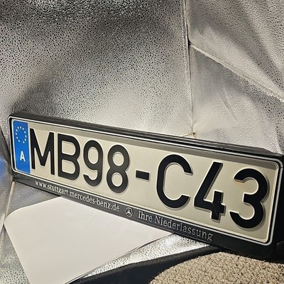 Mercedes-Benz German License Plate MB98-C43 Stuttgart Authentic German Materials