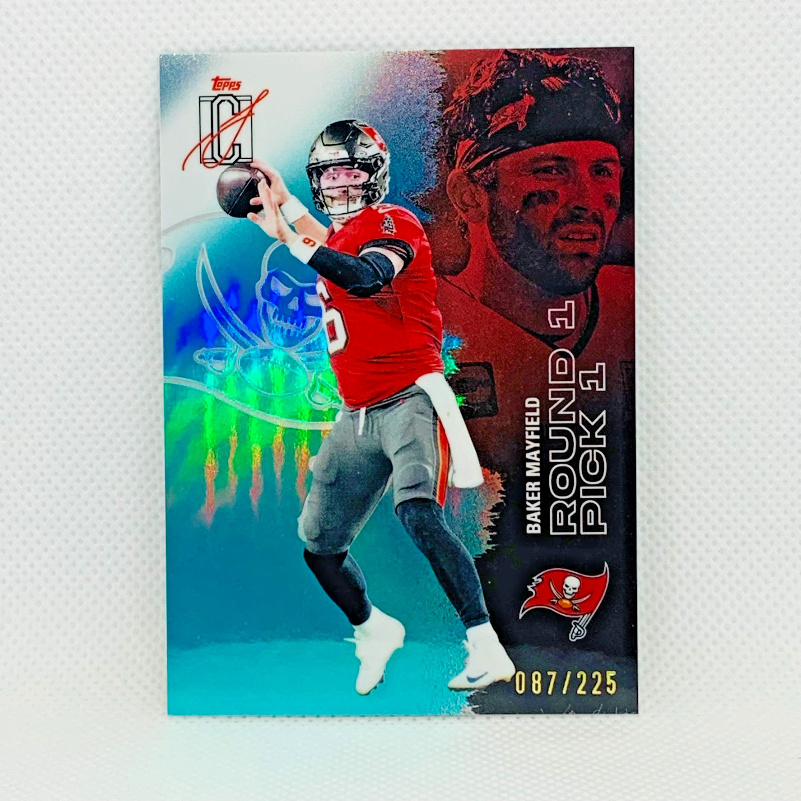 2025 Topps Signature Class Baker Mayfield Veteran Teal Chrome Parallel SP /225