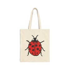 Borsa tote stravagante coccinella in tela di cotone, simpatico design insetti rossi, shopping bag