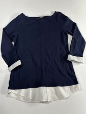Loft 2 in 1 Ruffle Mixed Media Sweater Top Size Small 100 Cotton