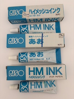 RISO HiMesh HM Tinte Blau 3 Stück Vintage Print Gocco Tinte Gebraucht...