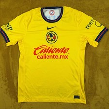 Club America Soccer Jersey Yellow Nike Dri Fit Men M AT&T Corona Caliente