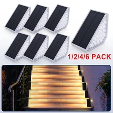1-6 Pack LED Solar Step Lights Outdoor Walkway Deck Stairs Dusk-to-Dawn Lamps