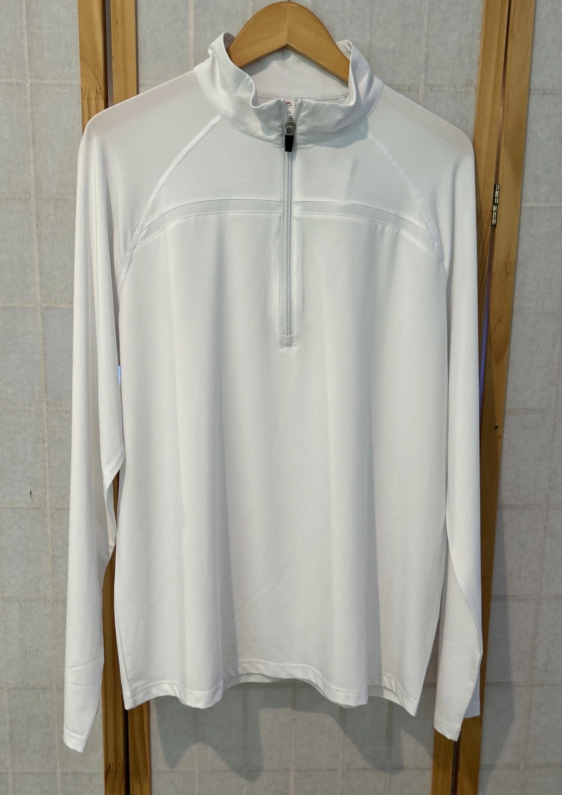 New Fila Mens Tennis Essentials Half Zip Top White Medium Sun Protection Logo