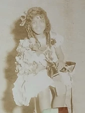 African American School Photos* Colored Girl * CURLY HAIR HOLDING FLOWERS 