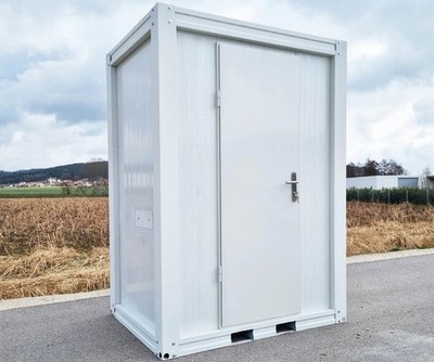 Mini Sanitärcontainer WC mit Waschbecken und Pissoir RAL9002 Weiß Klocontainer