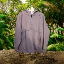 Women's Half quarter-zip Oversize Sweatshirt Fleece Pullover Hoodie. Size L