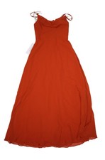 Azazie Daenerys Dress Womens A4 Orange Cowl Neck Chiffon Maxi Gown Formal