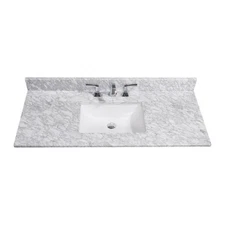 49 in. Natural Marble Vanity Top in Carrara White with White Basin