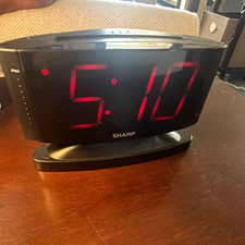 Sharp Digital Alarm Clock Large Display Snooze Alarm Black Plastic Bedroom