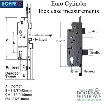 Hoppe HLS9000 Multipoint Lock Manual Tongue Gear 45mm Backset 92mm