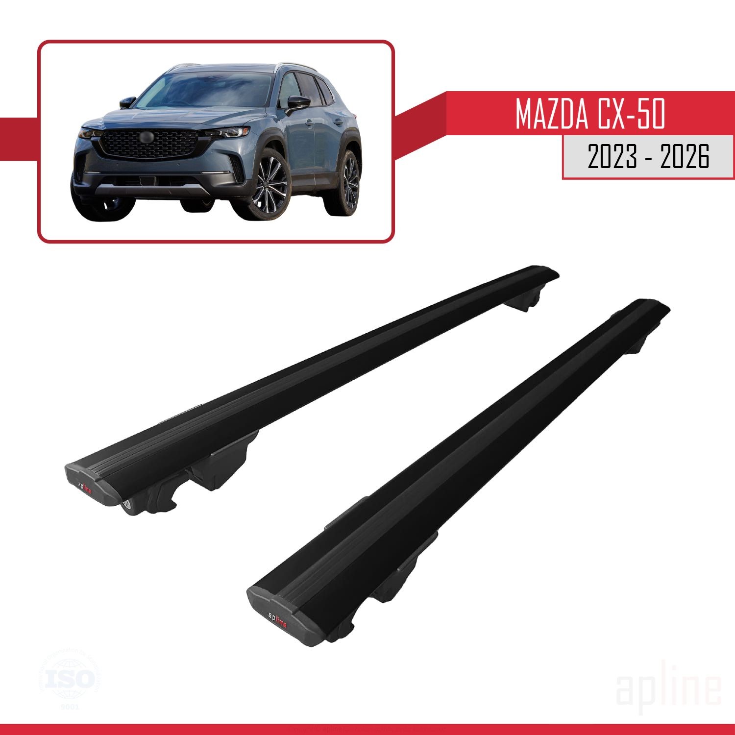 Barres de toit aérodynamiques en aluminium HOOK pour Mazda CX-50 2023