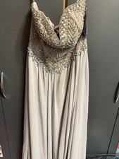 Terani Couture Evening Gown Womens Size 12 Silver Beaded Prom Pageant 1611P2071A