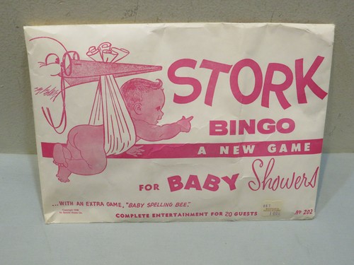 Vintage 1958 Stork Bingo Game for Baby Shower, Special Game Company