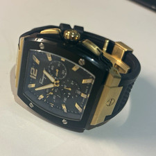 Salvatore Ferragamo SFKF Chronograph Date 100m Black Dial Rubber Tonneau