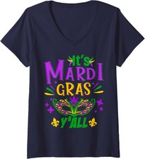 It's Mardi Gras Yall Mardi Gras Party Costume Outfit Ladies' V-Neck Tshirt