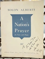 Solon Alberti Composer Pianist “A Nations Prayer” Signed 1946 Sheet Music