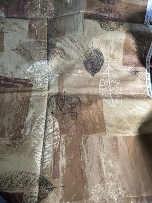 Vtg 1980s Mill Creek Canyon Leaf Fabric Brown Poly Cotton 2 Yard