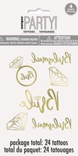 Bride" Wearable Temporary Tattoos, Gold, 4-pk, for Bachelorette Party
