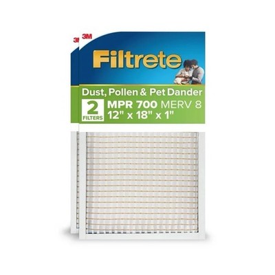 Filtrete 12x18x1 MERV 8 HVAC Furnace Air Filter Dust Pollen Pet 2 Pack (NEW)