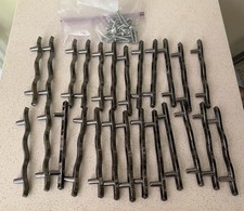 Lot of 25 Vintage Modern Wavy Cabinet Pulls Handles Gunmetal Gray Chrome