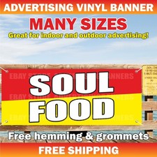 SOUL FOOD Advertising Banner Vinyl Mesh Sign Food Truck Homemade Bar Buffet