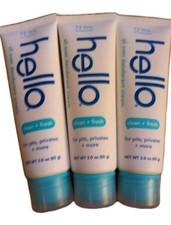   3 Pack Hello All Over Deodorant Cream Clean  Fresh Scent Odor No Aluminum