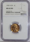 1909 VDB NGC MS-65 RD - Red Lincoln Cent   Bright, Satiny, and lustrous