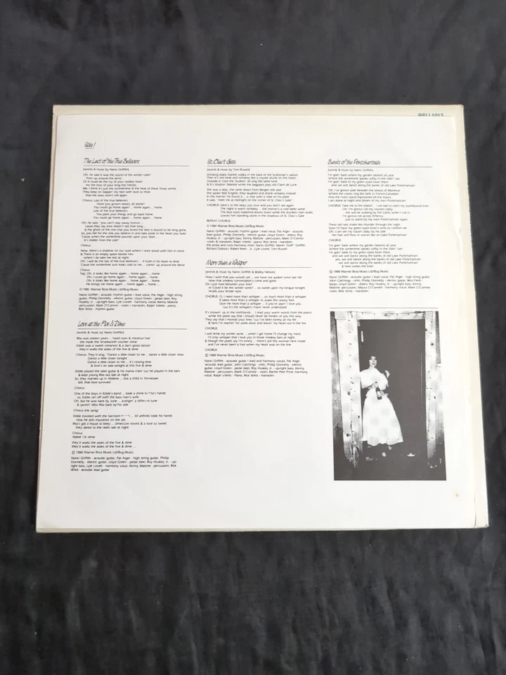 NANCI GRIFFITH The Last Of The True Believers LP 1st Press Ex/Ex Demon. N866 - Image 4 of 4