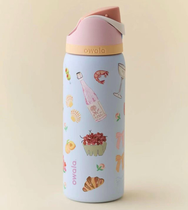 Owala FreeSip 32 oz. Stainless Steel Water Bottle – Picnic Prep( Macaroon Blue)