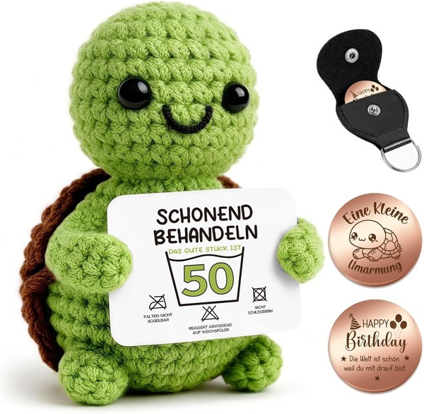 Geschenk 50. Geburtstag Pocket Hug Positive SchildkröTe GlüCksbringer-image