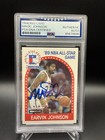 MAGIC JOHNSON PSA DNA AUTHENTIC AUTO 1989 HOOPS ALL-STAR #166 ON CARD AUTOGRAPH