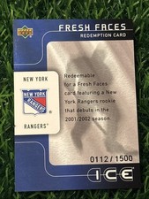 2001-02 Ice Fresh Faces Expired Redemption Cards /1500 New York Rangers #62