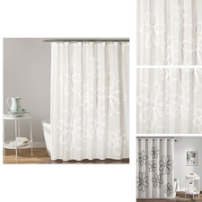 Lush Decor White Ruffle Flower Polyester Shower Curtain 72 X 72 16T002402