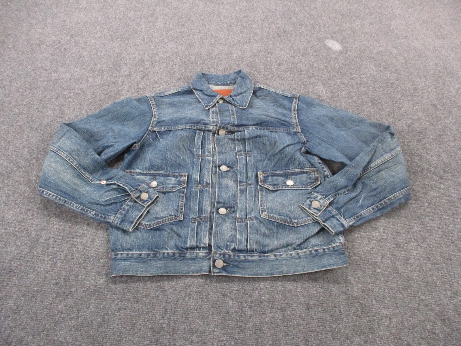 RRL Ralph Lauren Jean Jacket Mens S Blue Denim Double RL Trucker Barn Workwear