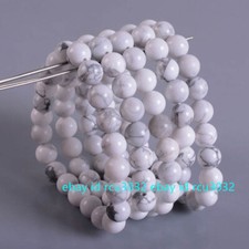 5 Pcs 8mm Fashion White Howlite Round Gemstone Beads Stretchable Bracelet 7.5"