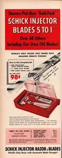 Schick Razor Blades Injector "Gold Pack" Eversharp 1951 Vintage Print Ad-C4.1
