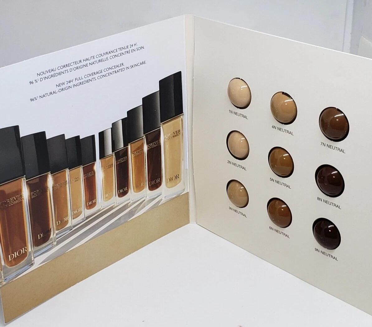 Dior Forever 24H skin glow Foundation CARDED Samples 9 neutral shades SET