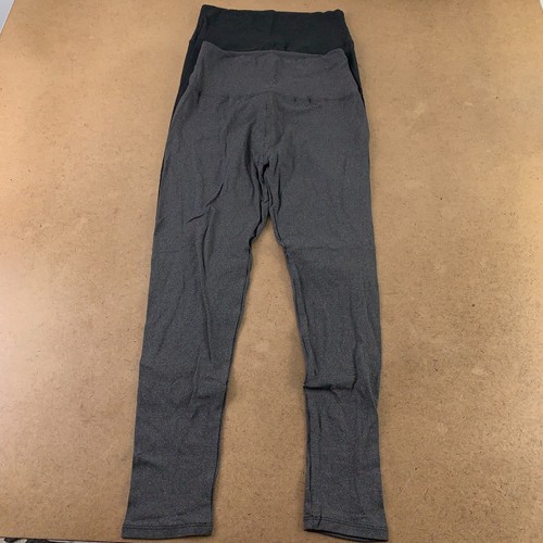 Women's Size L/XL Charcoal/Black 2 Pack High Rise Jersey Knit Ankle Leggings New - 第 1/7 張圖片