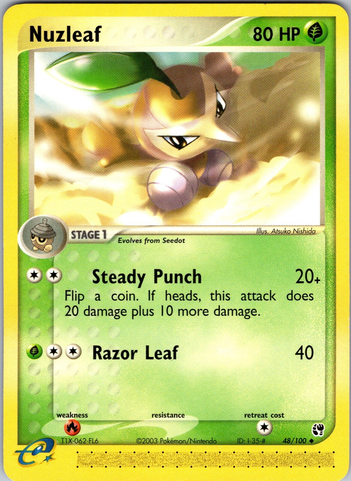 Pokemon TCG Nuzleaf EX Sandstorm 48/100 E-Series Regular Uncommon Card NM