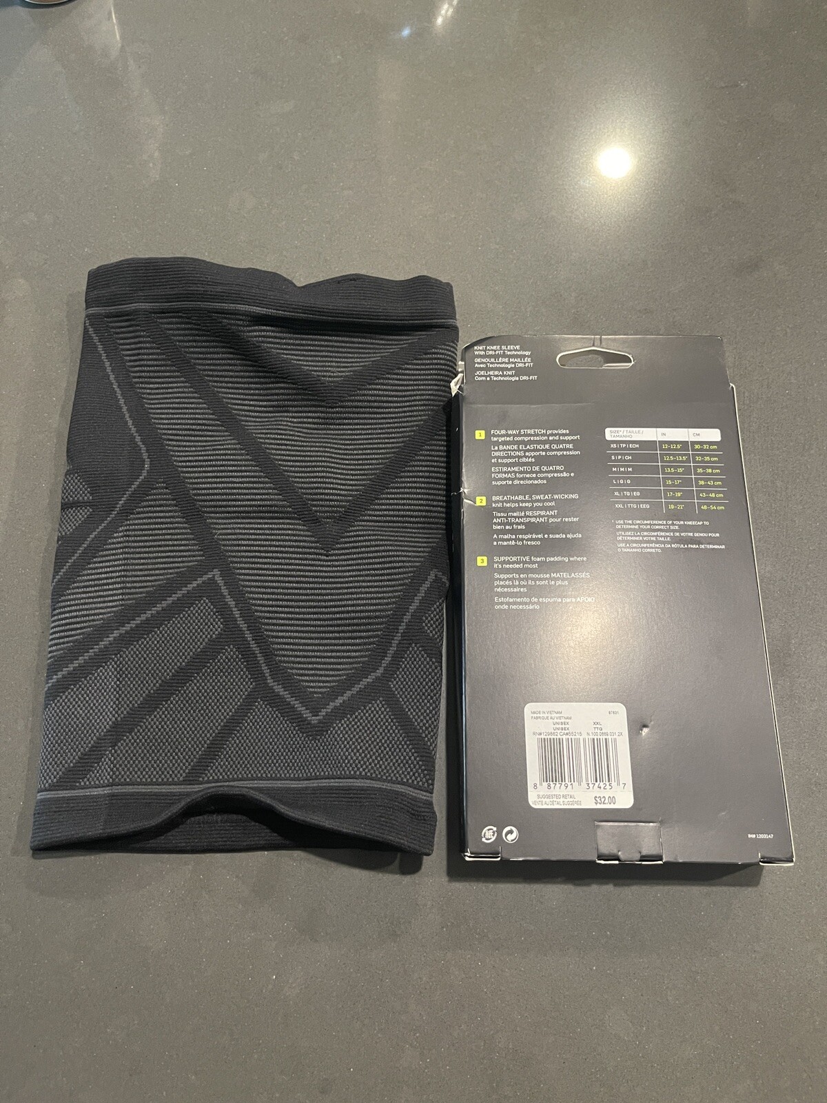 Nike Pro Knitted Knee Sleeve Black Outdoor Sports Gym Training Size XXL