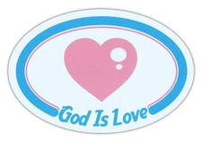 Oval Car Magnet - God is Love (Pink Heart Design) - Religious