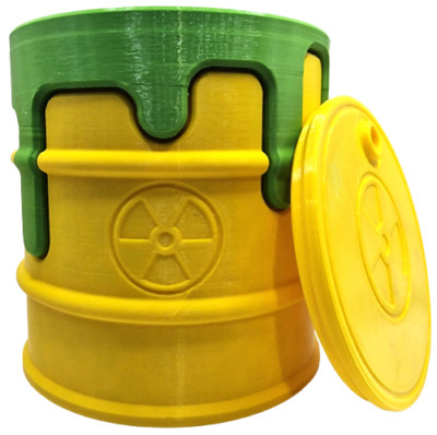 Barrel ''Nuclear Waste'' with Pens Insert / Storage Storage Box Pen Stand
