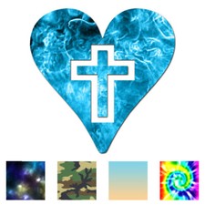 Cross Heart Middle - Vinyl Decal Sticker - Multiple Patterns  Sizes - ebn4034