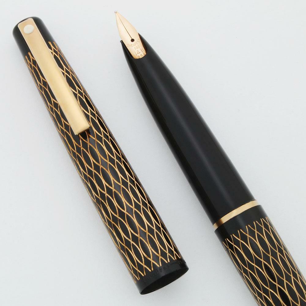 Lady Sheaffer 632 Fountain Pen ('75) Black Tulle, 14k Fine Stylpoint Nib  (New)