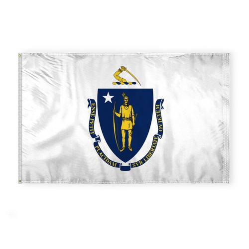 AGAS Massachusetts MA State Flag Single Sided Reverse Printed 200D Nylon Banner - Picture 26 of 35