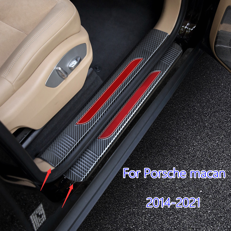 Fit For Porsche Macan 20142021 Carbon fiber Door Sill Scuff Plate Guard Cover eBay