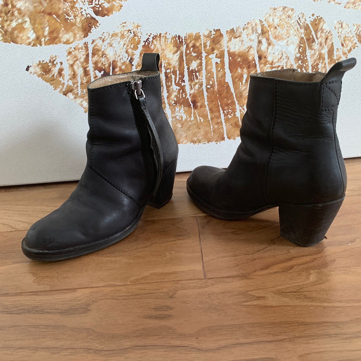 ACNE Pistol Matte Black Leather Ankle Boot Bootie SZ 36/ US