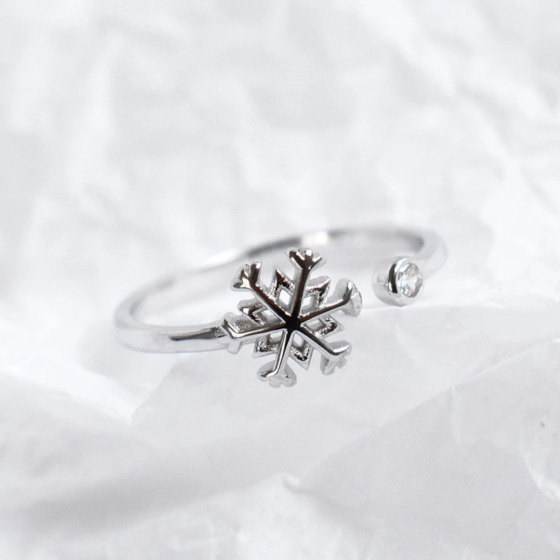Ring Schneeflocke 52-56 verstellbar Silber 925 Zirkonia offen Damen Mädchen