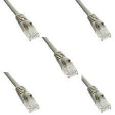 Pack of 5 Cables Snagless 30 Foot Cat5e Gray Ethernet Network Patch Cable